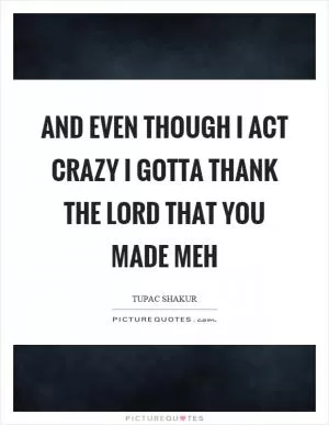 And even though I act crazy I gotta thank the lord that you made meh Picture Quote #1