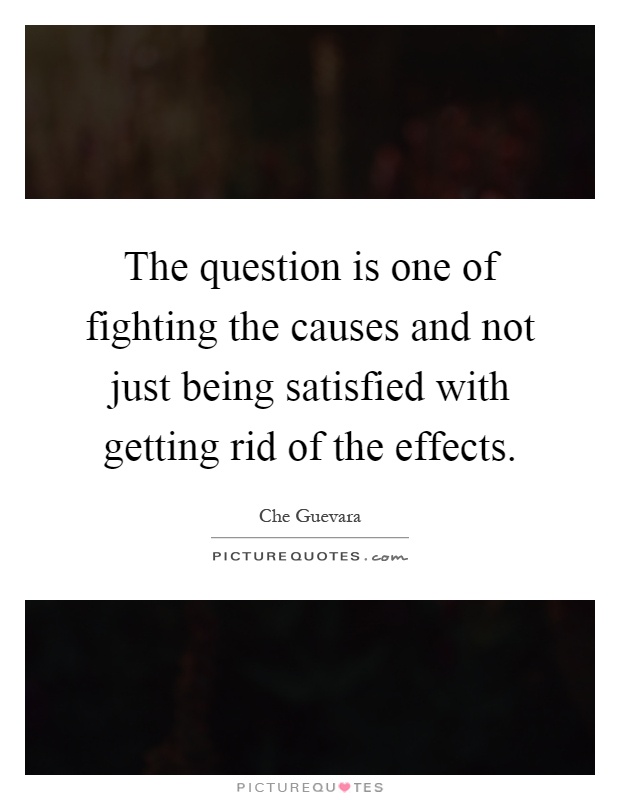 The question is one of fighting the causes and not just being satisfied with getting rid of the effects Picture Quote #1