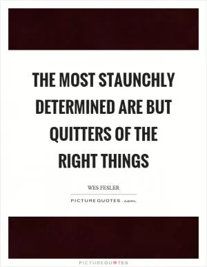 The most staunchly determined are but quitters of the right things Picture Quote #1