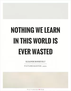 Nothing we learn in this world is ever wasted Picture Quote #1