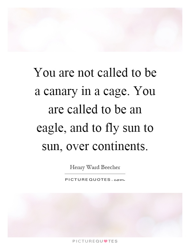 You are not called to be a canary in a cage. You are called to be an eagle, and to fly sun to sun, over continents Picture Quote #1