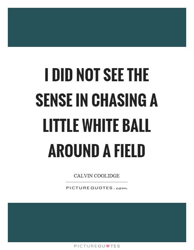 I did not see the sense in chasing a little white ball around a field Picture Quote #1