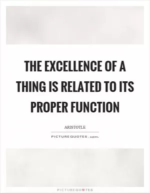 The excellence of a thing is related to its proper function Picture Quote #1