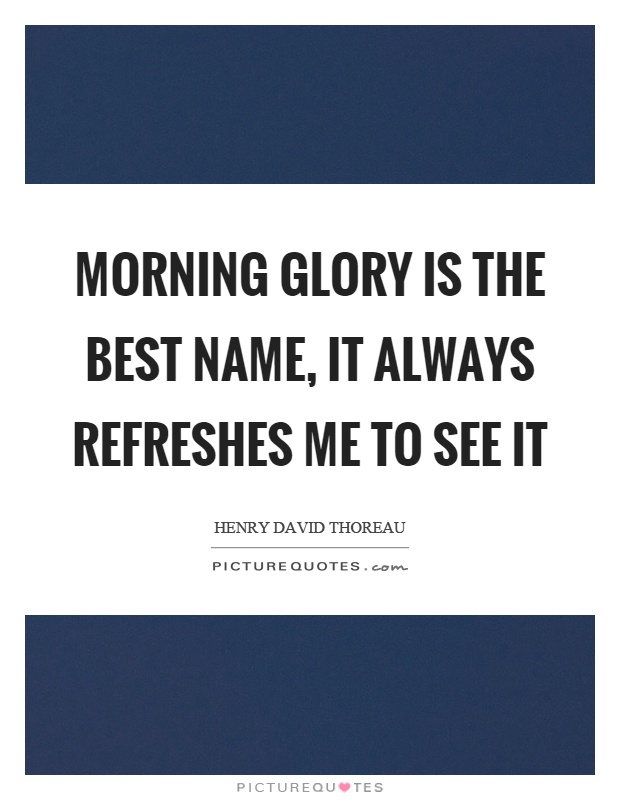 Morning glory is the best name, it always refreshes me to see it Picture Quote #1