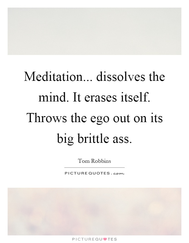 Meditation... dissolves the mind. It erases itself. Throws the ego out on its big brittle ass Picture Quote #1