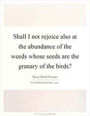 Shall I not rejoice also at the abundance of the weeds whose seeds are the granary of the birds? Picture Quote #1