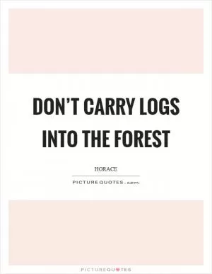 Don’t carry logs into the forest Picture Quote #1