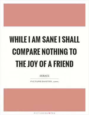 While I am sane I shall compare nothing to the joy of a friend Picture Quote #1