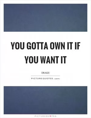 You gotta own it if you want it Picture Quote #1
