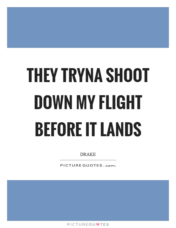They tryna shoot down my flight before it lands Picture Quote #1