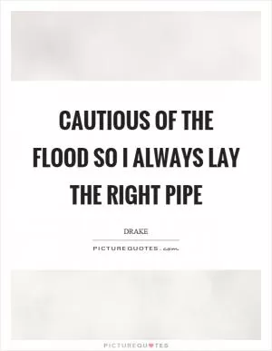 Cautious of the flood so I always lay the right pipe Picture Quote #1