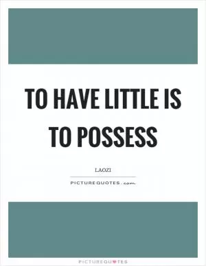 To have little is to possess Picture Quote #1