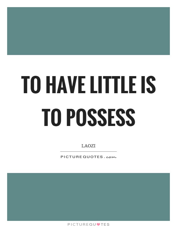 To have little is to possess Picture Quote #1