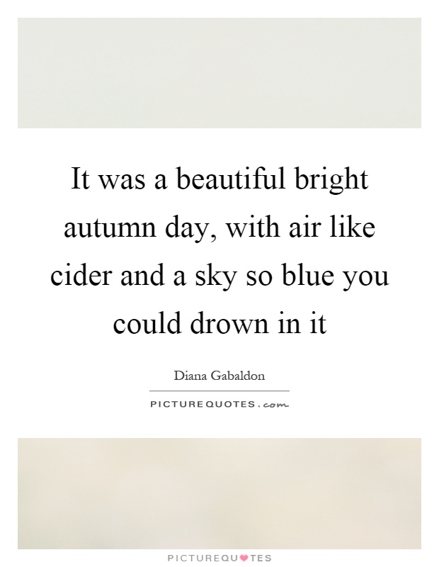 It was a beautiful bright autumn day, with air like cider and a sky so blue you could drown in it Picture Quote #1