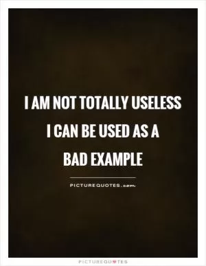 I am not totally useless I can be used as a  bad example Picture Quote #1