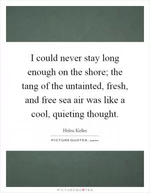 I could never stay long enough on the shore; the tang of the untainted, fresh, and free sea air was like a cool, quieting thought Picture Quote #1