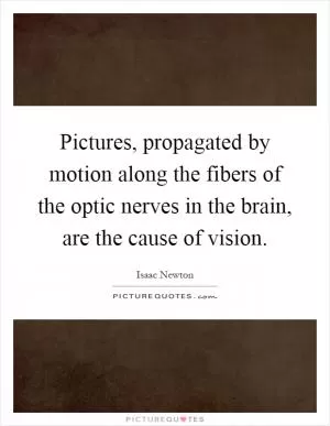 Pictures, propagated by motion along the fibers of the optic nerves in the brain, are the cause of vision Picture Quote #1