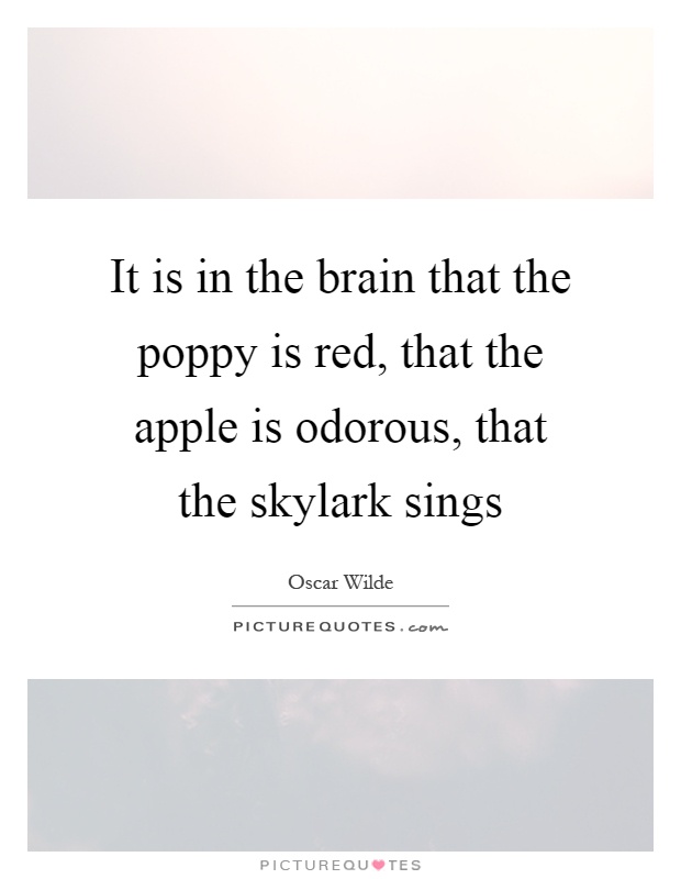 It is in the brain that the poppy is red, that the apple is odorous, that the skylark sings Picture Quote #1