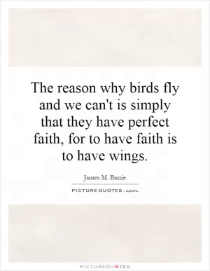 The reason why birds fly and we can't is simply that they have perfect faith, for to have faith is to have wings Picture Quote #1