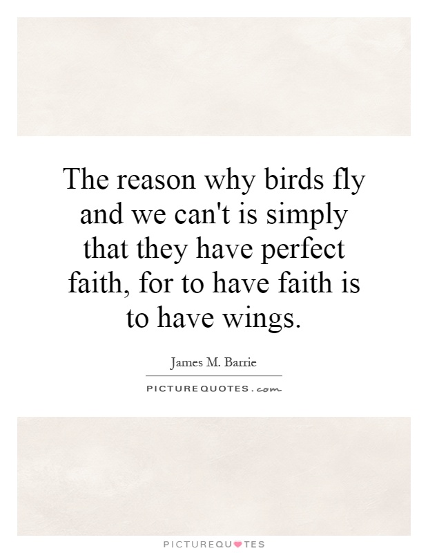 The reason why birds fly and we can't is simply that they have perfect faith, for to have faith is to have wings Picture Quote #1