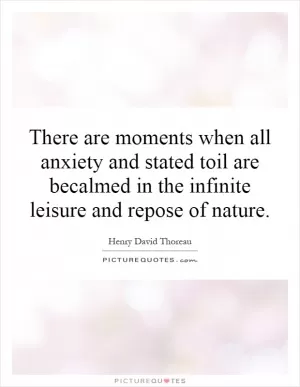 There are moments when all anxiety and stated toil are becalmed in the infinite leisure and repose of nature Picture Quote #1