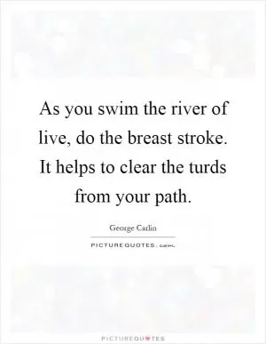 As you swim the river of live, do the breast stroke. It helps to clear the turds from your path Picture Quote #1