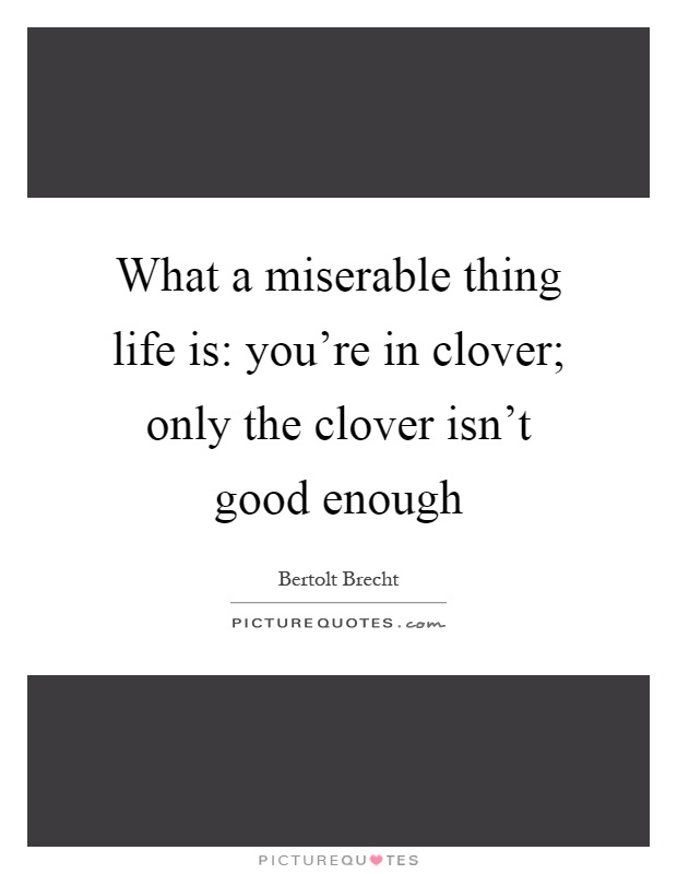 What a miserable thing life is: you're in clover; only the clover isn't good enough Picture Quote #1