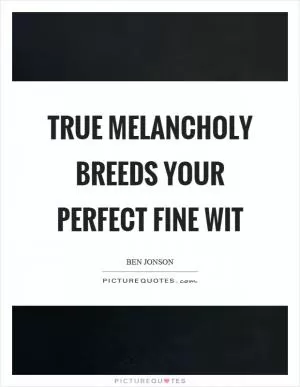 True melancholy breeds your perfect fine wit Picture Quote #1