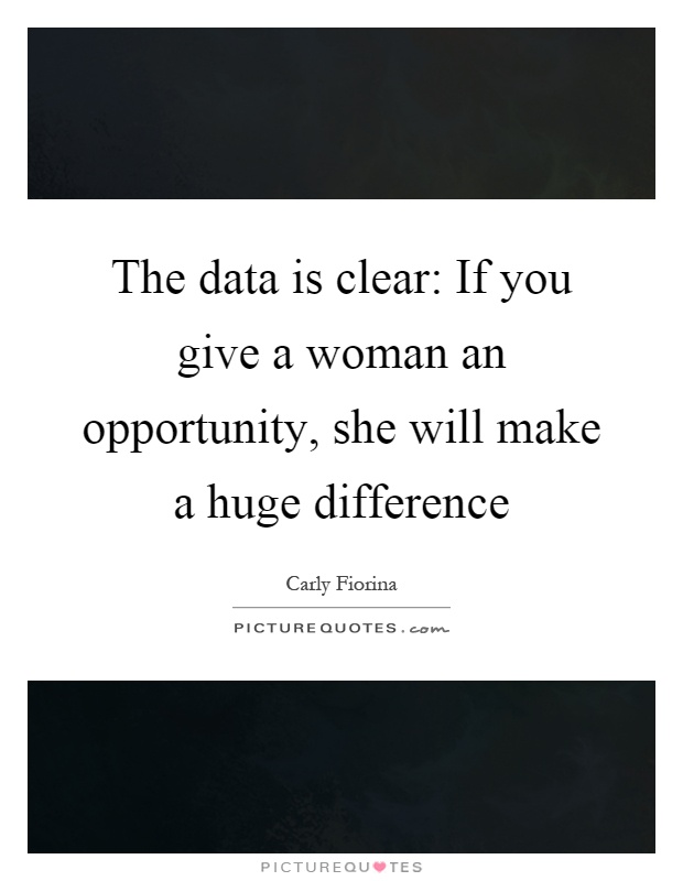 The data is clear: If you give a woman an opportunity, she will make a huge difference Picture Quote #1