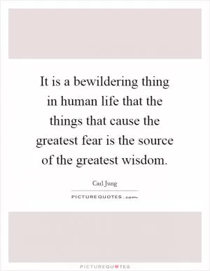 It is a bewildering thing in human life that the things that cause the greatest fear is the source of the greatest wisdom Picture Quote #1