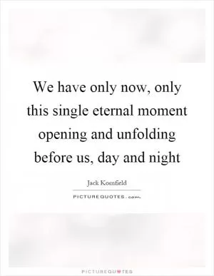 We have only now, only this single eternal moment opening and unfolding before us, day and night Picture Quote #1