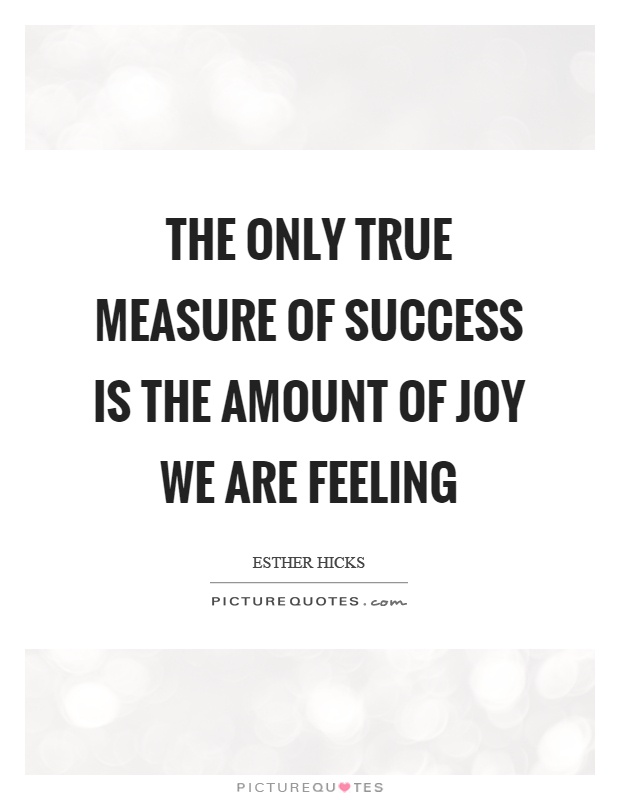 The only true measure of success is the amount of joy we are feeling Picture Quote #1