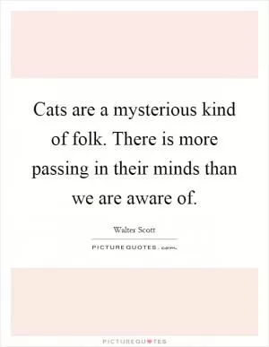 Cats are a mysterious kind of folk. There is more passing in their minds than we are aware of Picture Quote #1