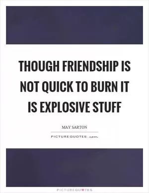 Though friendship is not quick to burn it is explosive stuff Picture Quote #1