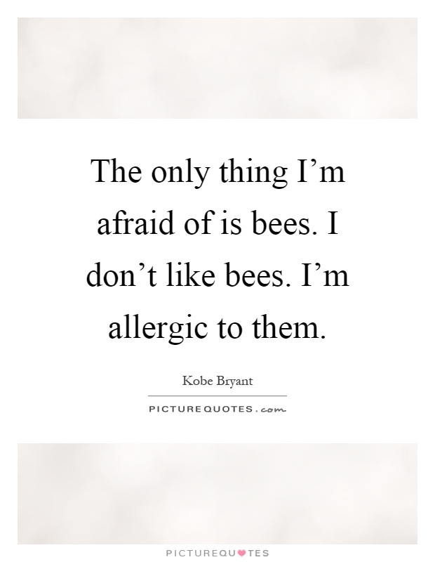 The only thing I'm afraid of is bees. I don't like bees. I'm allergic to them Picture Quote #1