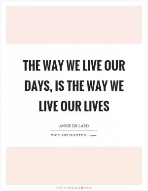 The way we live our days, is the way we live our lives Picture Quote #1