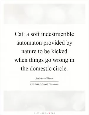 Cat: a soft indestructible automaton provided by nature to be kicked when things go wrong in the domestic circle Picture Quote #1