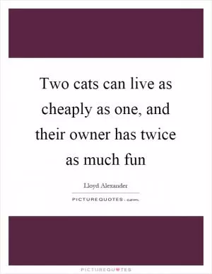 Two cats can live as cheaply as one, and their owner has twice as much fun Picture Quote #1