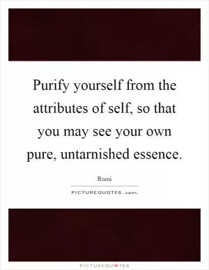 Purify yourself from the attributes of self, so that you may see your own pure, untarnished essence Picture Quote #1