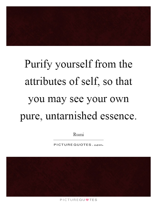 Purify yourself from the attributes of self, so that you may see your own pure, untarnished essence Picture Quote #1