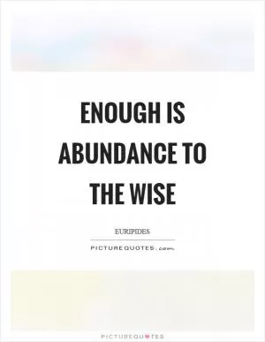 Enough is abundance to the wise Picture Quote #1