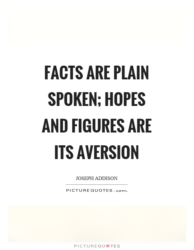 Facts are plain spoken; hopes and figures are its aversion Picture Quote #1
