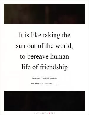 It is like taking the sun out of the world, to bereave human life of friendship Picture Quote #1