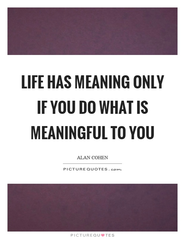 Life has meaning only if you do what is meaningful to you Picture Quote #1