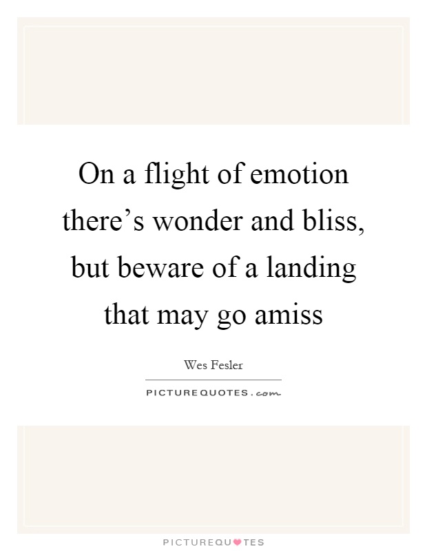 On a flight of emotion there's wonder and bliss, but beware of a landing that may go amiss Picture Quote #1