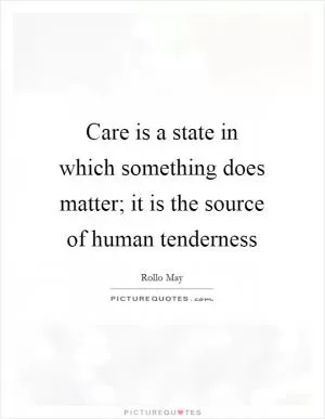 Care is a state in which something does matter; it is the source of human tenderness Picture Quote #1