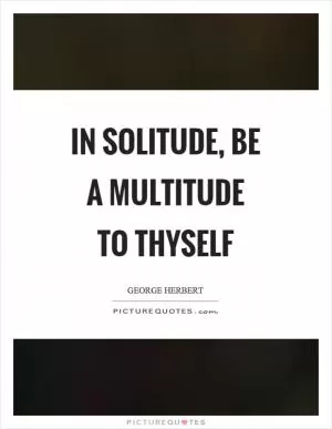 In solitude, be a multitude to thyself Picture Quote #1