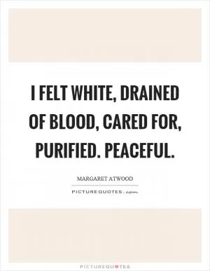 I felt white, drained of blood, cared for, purified. Peaceful Picture Quote #1