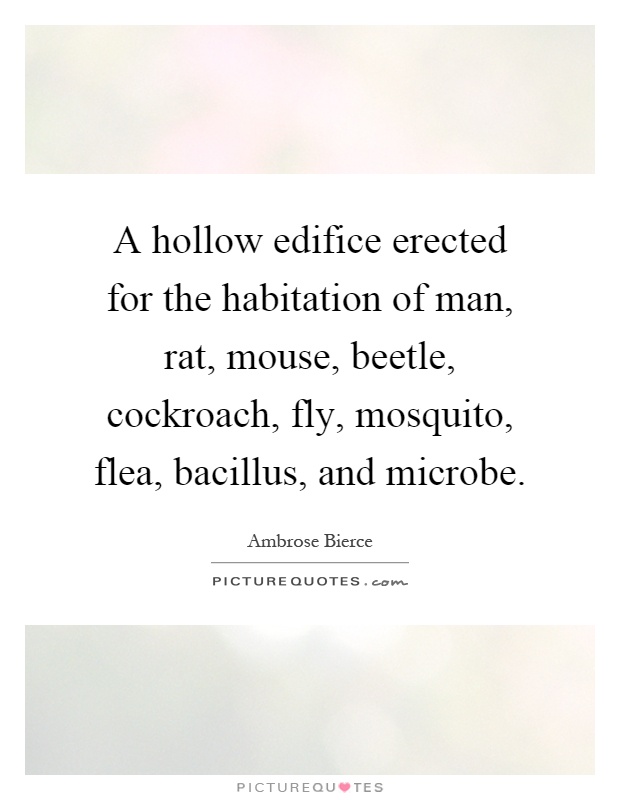 A hollow edifice erected for the habitation of man, rat, mouse, beetle, cockroach, fly, mosquito, flea, bacillus, and microbe Picture Quote #1