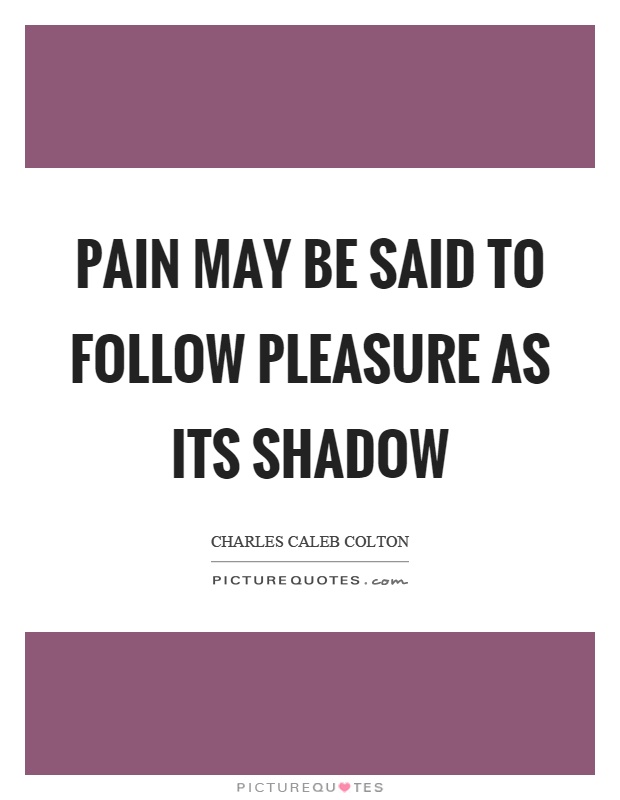Pain may be said to follow pleasure as its shadow Picture Quote #1